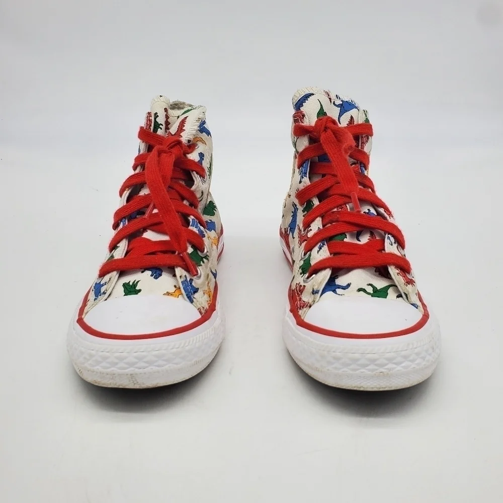 Converse Shoes Youth 1 Chuck Taylor High Dinosaurs Canvas White Red A01668F